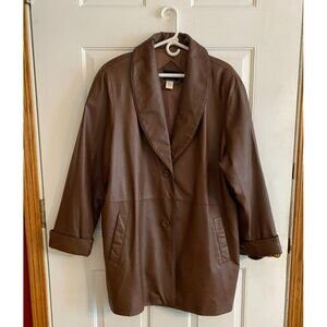 Terry Lewis Vintage Women's Dark Brown Leather Coat XL